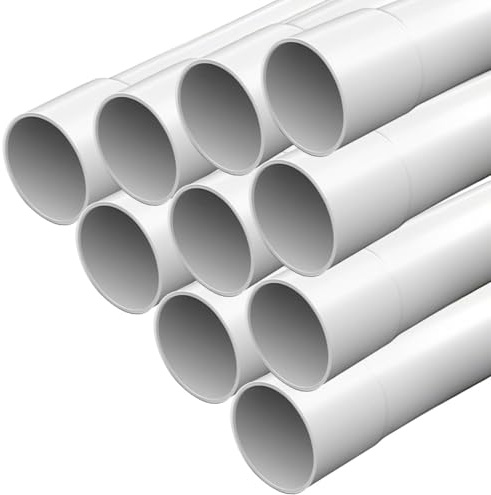 RITHRY Tubo de instalación M32, 10 m, rígido, PVC, para cable eléctrico, ignífugo, con 20 abrazaderas de cable, tubo de 32 mm para instalación en superficie, color blanco
