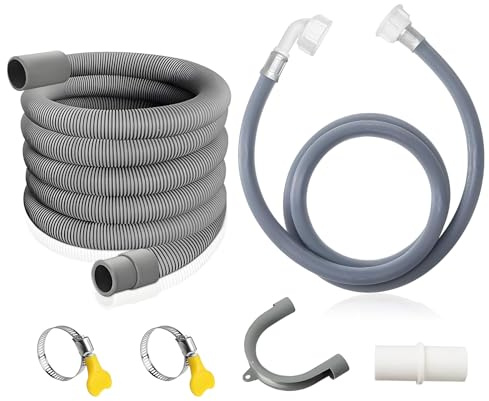 Ablaufschlauch Waschmaschinen, 3m x 20mm Waschmaschinenschlauch Verlängerung, Universal Abwasserschlauch Spülmaschine Wohnmobil mit U Bügel, Adapter und Schlauchschellen, für Geschirrspüler Trockner