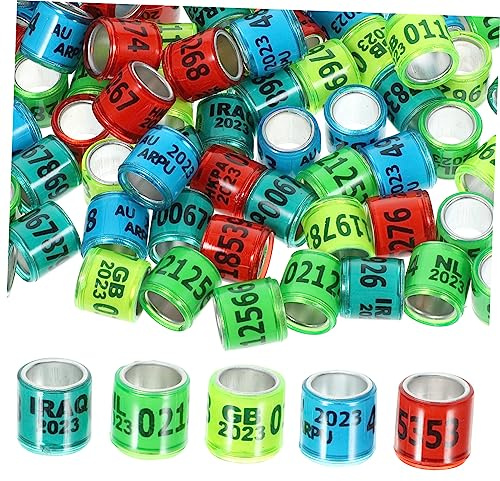 ZZHKVYUMH 100pcs Colored Bird Leg Bands - Safe Aluminum Plastic Foot Rings for Pigeons, Chickens, Parrots, and Doves