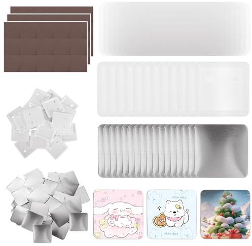 YAYODS 400 Pieces Button Maker Supplies 50mm/1.97 inch Square Badge Button Parts for Square Shaped Badge Maker Machine 50mm, Includes Blank Pin Back Cover, Metal Cover, Clear Film, Soft Magnet