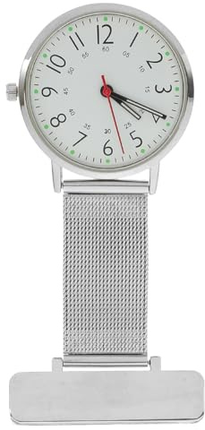 HOMSFOU Reloj Diseño Minimalista y Caja Resistente de Solapa Colgante en Acero Inoxidable Plata de Enfermera para Entornos Médicos Profesionales