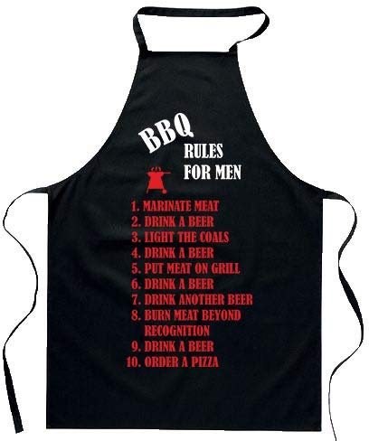 bubbleshirt Grembiule Barbecue Uomo BBQ Rules For Men - Cucina Divertente in Poliestere - Idea Regalo Ironica per Grigliate, Cuoco e Amanti della Brace