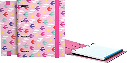 Grafoplas 88111932 Colección Elena Corredoira Carpeta con Recambio, 100 Hojas Microperforadas, Cuadrícula 5mm y Borde de Color, Multicolor, A5