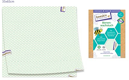 beeskin Bienenwachstuch XL zum Frischhalten und Aufbewahren von Lebensmitteln - Größe: XL, 35x65 cm (Standard)