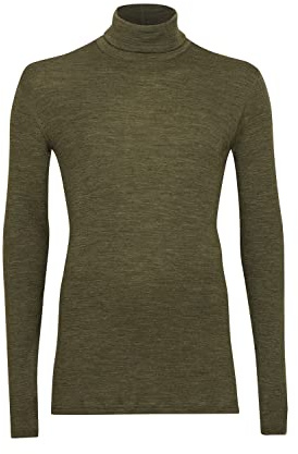 DILLING Haut à col roulé en Laine de mérinos pour Homme Vert foncé chiné XXL