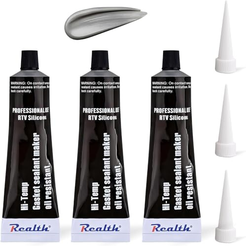 Realth Silicona Selladora Gasket Maker Paquete de 3 Alta Temperatura RTV 3.53oz Ultra Gris Resistente al Aceite Junta Brida de Alta para reparación de máquinas de Motocicletas automotrices(SG413)