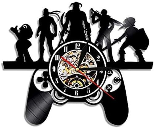 AGlitw Horloge Murale en Vinyle avec contrôleur de Jeu et éléments d'artiste à Suspendre - Noir - Lumière Magique - Geek Gamer - Contrôleur de Jeu - 30,5 cm - sans LED