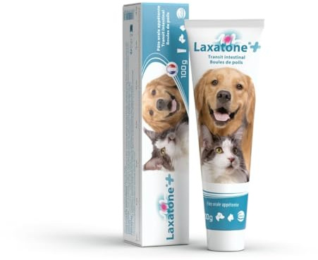Laxatone Plus - Complément Alimentaire pour Chiens et Chats - Pâte orale appétente - Fibres et sorbitol - Boules de Poils - Transit intestinal - 100g