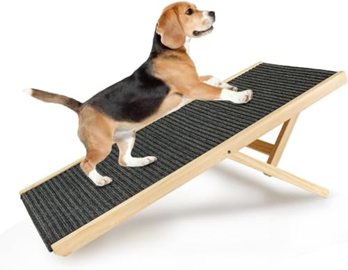 MIOTEQ Hunderampe, Katzenrampe, Hundetreppe for Bett oder Sofa, Faltbare Hundeleiter aus Holz, Zugangsrampe for Haustiere, 70 cm x 35 cm x 30/40 höhenverstellbare Sicherheits-Haustierleiter (Size : 1