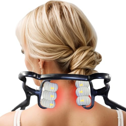 Relájate y alivia con el rodillo masajeador de cuello, masaje de tejido profundo de mano para cuello, espalda, hombros, cintura y piernas