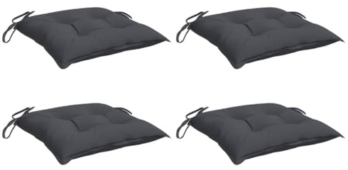 vidaXL Lot de 4 Coussins de Chaise, Galette de Siège avec Jeux de Cordes, Coussin d'Extérieur Imperméable, Anthracite 50x50x7 cm Tissu Oxford