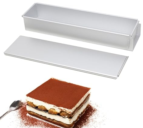 Vibhgtf Moule à gâteau rectangulaire - Moule à gâteau rectangulaire avec couvercle en aluminium - Moule à - Moule à mousse amovible - Moule à gâteau au fromage Tiramisu antiadhésif