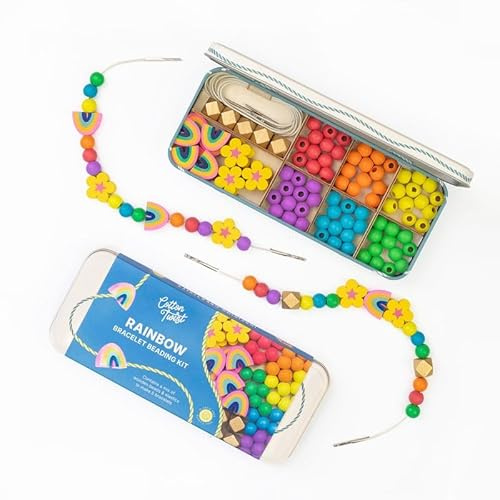 COTTON TWIST Kids Rainbow Bracelet Making Craft Kit - Children Creative Beading Jewellery Designing DIY Play Set with Tin - Suitable for 3-8 Years
