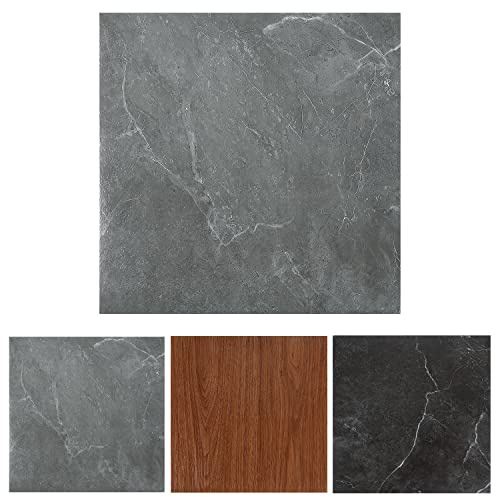 Hebitod PVC-golvbeläggning självhäftande, vinylgolv vattentät halkfri vinyl laminat halkfri dekorativa golvbrädor för sovrum vardagsrum kök, 30 cm x 30 cm, 5 m²/55 plattor – grå marmor