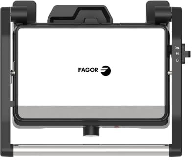 Fagor RoastGrill Grill multifunción, superficie de cocinado XL (27,5 x 17,3 cm), apertura 180º, asa de tacto frío