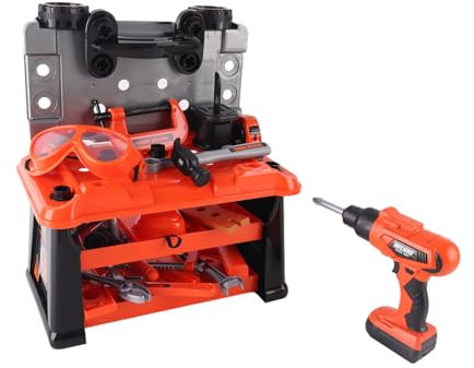 Kids Deluxe Tool Set with Workbench, 65 Pieces, Battery-Powered Drill, Mobile Storage Box, Ages 3+