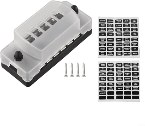 babominimer Soporte de caja de fusibles de coche de 6 vías para fusibles de cuchilla ATO ATC de 12 V, 24 V-30 V, 1A-20 A, compatible con aplicaciones automotrices, camiones, barcos, color negro, 4.72
