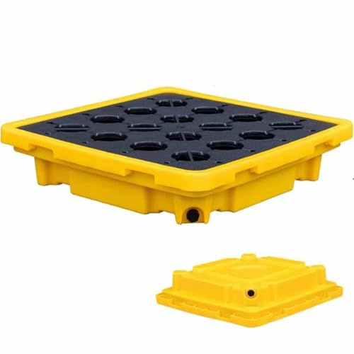 Piattaforma di contenimento industriale con tasche di scarico e carrello elevatore Access Vassoio modulare resistente alle fuoriuscite per base in polietilene di stoccaggio del barilotto