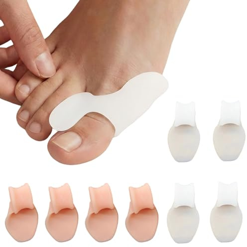 XENQITO 4 Pares Separadores de Dedos Pequeños, Corrector de Dedos Superpuestos, Cuidado de Corrección de Dedos, Separadores de Gel para Dedos, Protección y Relajación para los Pies