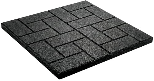 Piastrella ammortizzante per pavimentazione, 50 x 50 cm, spessore 25 mm, piastrella in gomma, effetto pavimentato, tappetino di protezione per esterni, per terrazza, giardino e parco giochi