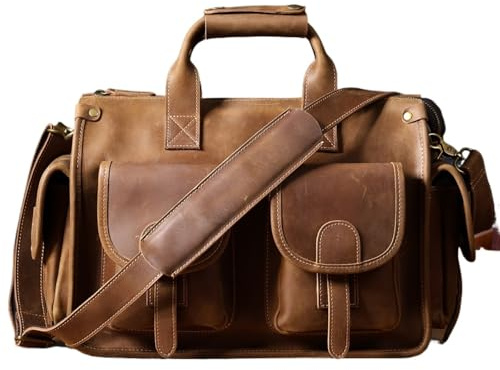 laptopfodral, Läder 14-tums bärbara datorväskor for män Messenger Handväska Kontorsväska i kohud