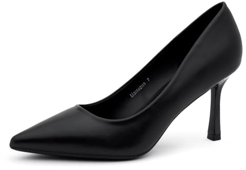 Herstyle 3 Inch Stiletto Pumps for Women – Closed Toe High Heels, Classic Pointed Toe Dress Shoes for Wedding, Office, Party & Work | Comfortable Formal Heels, Black, Size 8.5, Marneena