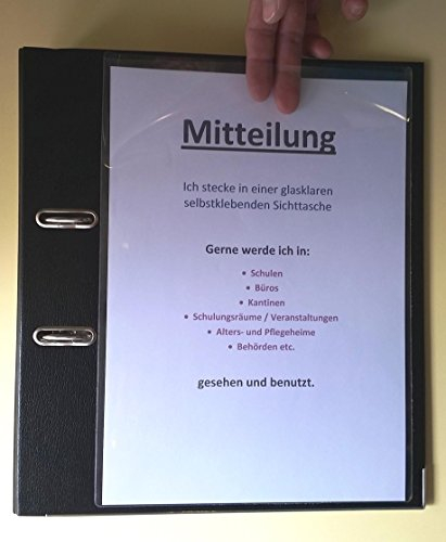 150x Sichttaschen A4 selbstklebend GLASKLAR und glatt, Selbstklebetasche, Klebetasche mit Abziehfolie