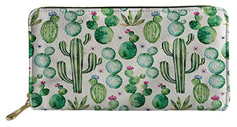 HUGS IDEA Damen-Clutch, Leder, lang, Cartoon-Design, Pit Bull Terrier - Gr�n - Einheitsgröße