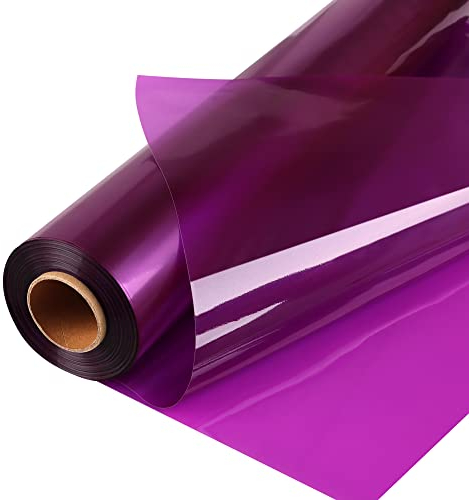 POPGIFTU 86CM x 30M Cellophan Rolle Lila, 3Mil Dick Transluzent Lila Geschenkfolie, Große Zellophan Geschenkpapier Wrap für Blumen, Snack, Geschenkkörbe, Kunst und Handwerk und vieles mehr
