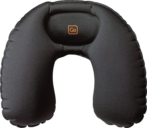 Go Travel Snoozer Inflatable Neck Pillow - Compact for Flights, Black | Inflates for cushioned head and neck support on flights, then deflates and packs away small in your bag. Ref 776.101.