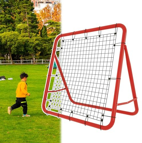 FIVMEN Rebound für Kinder Fussball Trainingszubehör 100x100cm Prellwand Falt Fussballtor Netz mit 4 Verstellbare Stufen Sport Kickback, für Fußball Handball Volleyball Basketball