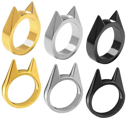 HDGSAFD 6 Knuckle Kupferringe, Niedliche Katzenohrenförmige Ring für Mädchen und Unisex - Dekorativ Begleiter