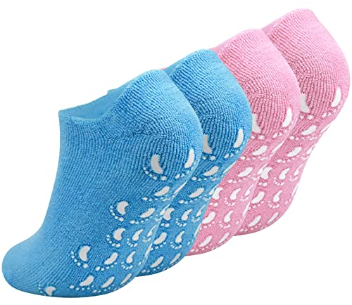 2 Paar Silikonsocken für Füße,Feuchtigkeitsspendende Fussmaske Hornhaut Socken,Fußpflege Socken für Männer und Frauen Füße Wiederverwendbar zum Erweichen Nagelhaut für Trockene, Rissige und Verhornte