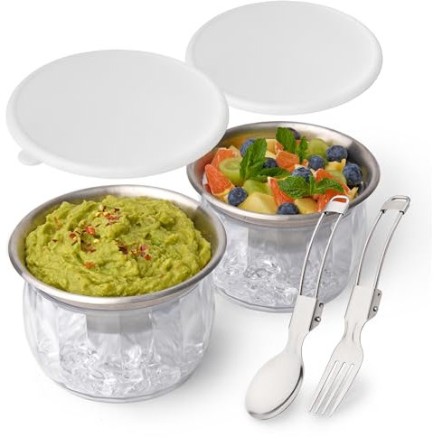 Useful Co. Lot de 2 bol réfrigérants avec couvercle, 590 ml, bols à sauce et récipients à salade réfrigérés pour fêtes