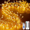 SUAVER 400LED Feuerwerk Lichterkette, USB Feuerwerkskörper Stern Cluster Lichter mit Timer Fernbedienung Feuerwerk Licht Außen Weihnachtsbeleuchtung LED Baum Licht Hochzeit Deko(Warmweiß, 12m 400LED)