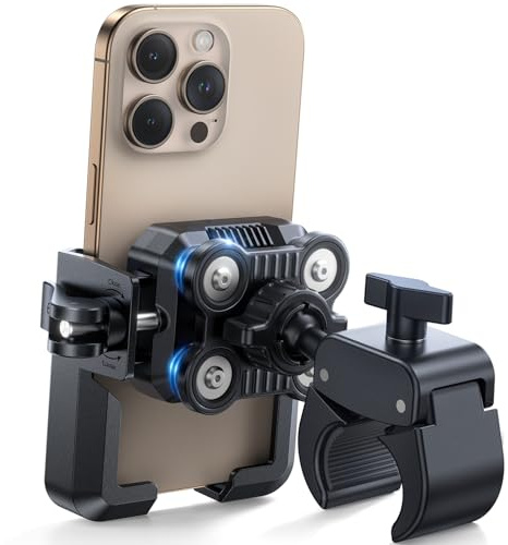 JOYROOM Motorcycle Phone Mount Holder [Capture the Scenery Anytime][Dual Vibration Dampener] Electric Scooter Accessories Holder Handlebar for Electric Scooter/E-Bike/Stroller