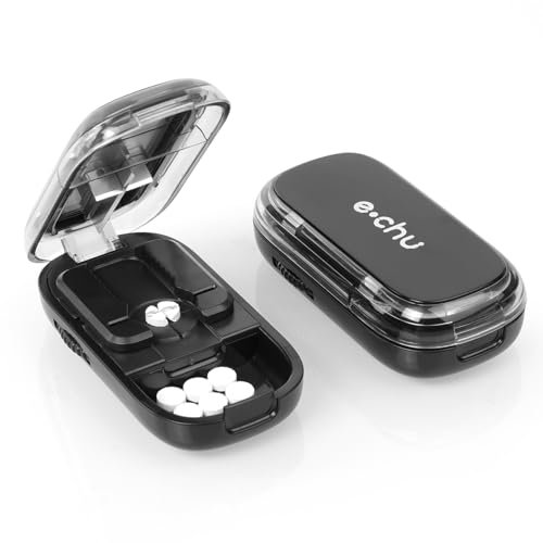 AOGOE Taglia Pillole, Separatore di Pillole Portatile con Lama per Pillole Piccole Grandi e più Pillole,Taglia le Pastiglie Facilmente, 1/2 e 1/4 Taglia Pillole per Anziani, Bambini, Viaggi