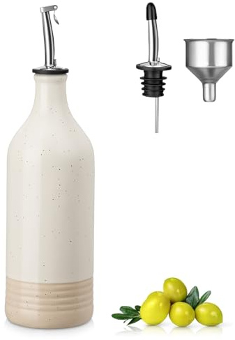 vancasso 20 Oz Ceramic Olive Oil Dispenser Bottle, Bottle Dispenser with Spout and Funnel for Kitchen,Suitable for Oil, Vinegar, Coffee Syrups & Other Liquids，Cream