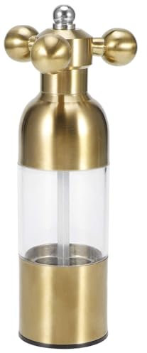 SIUSYACI Juego de molinillo de sal y pimienta dorado, molinillo de sal y pimienta de acero inoxidable, molinillo de sal y especias (dorado)