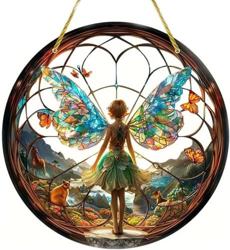 Acchiappasole effetto vetro colorato, decorazione per la casa, fatina magica, decorazione per finestre da appendere (1 pezzo)