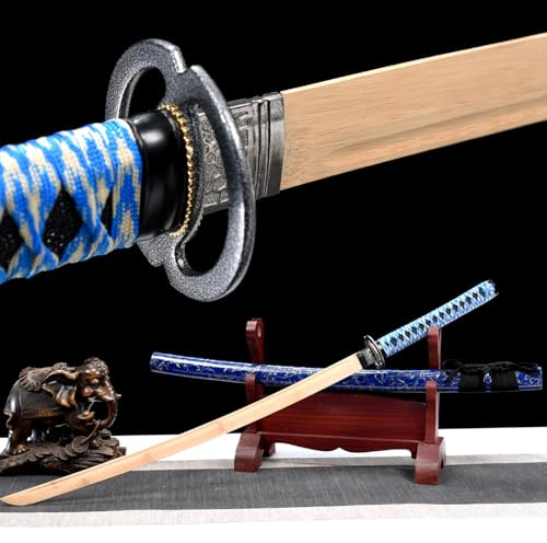 HJHUUA 【Artigianato in bambù】 Katana in bambù Naturale,Spade da Samurai Giapponesi in Legno,bokken Fatto a Mano per Allenamento di Kendo,Esposizione,Cosplay,Oggetti di Scena,Decorazione - 103 cm