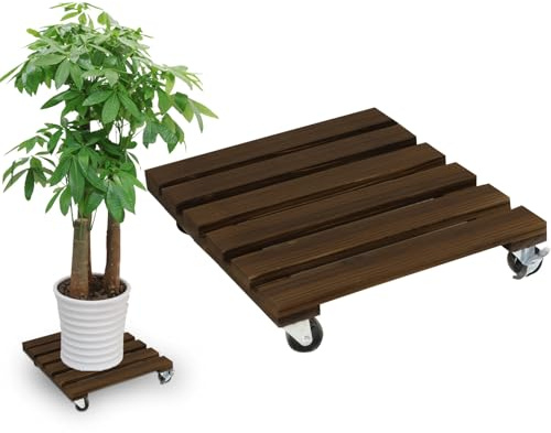 1 rouleau pour plantes - Carré - 30 x 30 cm - Planche à roulettes ronde - Charge maximale : 100 kg - Soucoupe de pot de fleurs avec roulettes