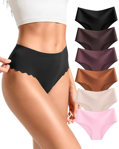 READY TO LOVE Culotte sans Couture Femme Invisible sous Vetements Feminins Taille Haute Slip Femme Sport Lingerie Bas de Bikini Élastique Underwear Women Lot de 6