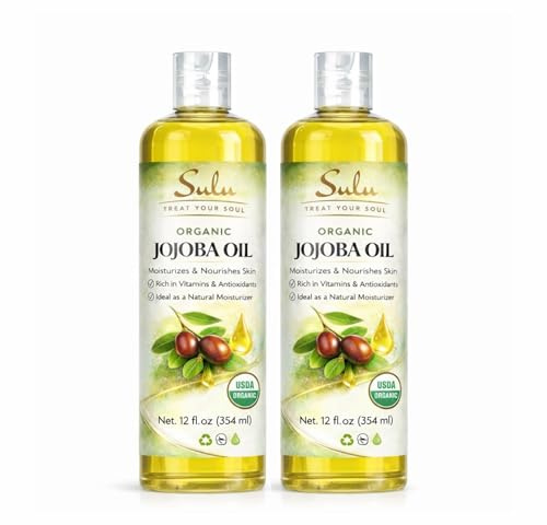 SULU ORGANICS 100% Pure Organic Unrefined Golden Jojoba Oil 24 Oz (Ounces)-Set of 2 Bottles-Skin Care-Organic Hexane Free