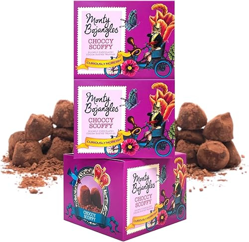 Monty Bojangles Choccy Scoffy Cocoa Dusted Chocolate Truffles (3 x 100g Gift Box) – Divine Cocoa Flavoured Truffles – Award-Winning Luxury Gift Set