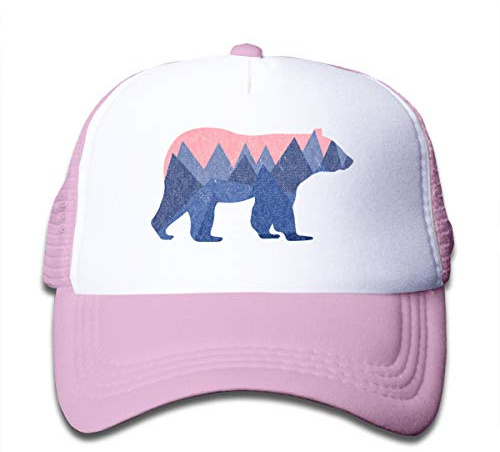 Waldeal Toddler Trucker Hats for Boys Girls, Adjustable Kids Bear Mountain Mesh Baseball Cap Snapback Pink