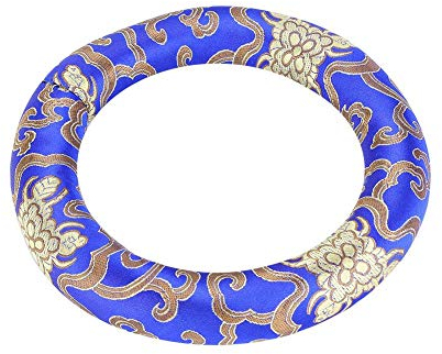 Klangschale Kissen, 16cm Rundes Meditation Kissen aus Silk Brocade für 7-10 Zoll Klangschalen, Für Meditation, Yoga und Relaxation, Blau