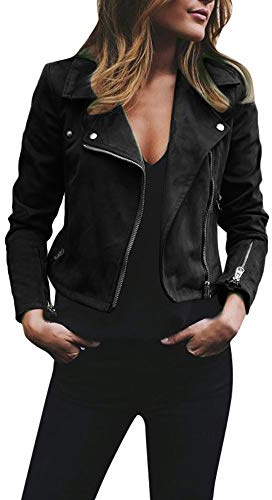 Veste en Suédine Marron Femme Petite,Overdose 2019 Hiver Soldes Manteau Court en Cuir Perfecto Femmes Blouson Casual Outwear