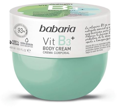 Babaria - Crema Corporal Con Vitamina B3 | Crema Corporal Hidratante Todo Tipo De Pieles | Hidratante 500ml | Reafirmante Con Hidratación 24h Con Vitamina B3