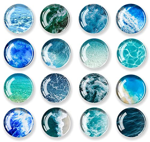 JJ PRIME - 16 magneti da frigorifero | magnete rotondo per frigorifero | mini accessori per frigorifero | magneti artigianali | Piccoli magneti per lavagna, ufficio, cucina e scuola (Blue Sea Design)